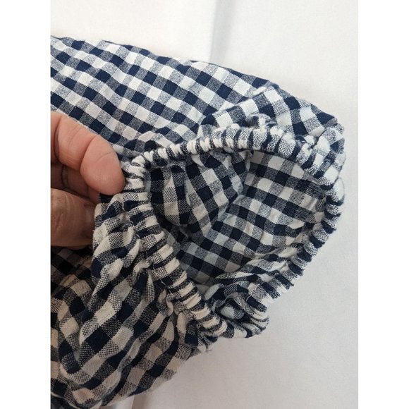 Sim & Sam Blue and White Gingham Seersucker Smocked Crop‎ Top Small - Picture 6 of 6